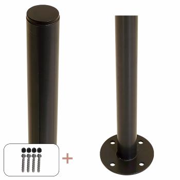 Stålstolpe rund med fot - Ø42,4 mm×96 cm - inkl. 1 stolpskydd/bultar